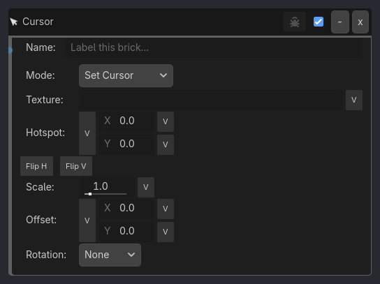 Cursor brick as it appears in the GDLink editor
