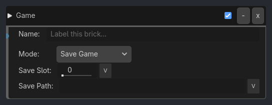 Game brick as it appears in the GDLink editor