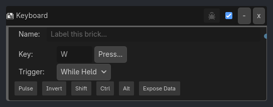 Keyboard brick as it appears in the GDLink editor
