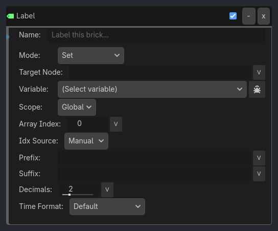 Label brick as it appears in the GDLink editor