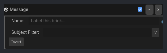 Message brick as it appears in the GDLink editor