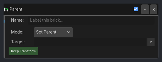 Parent brick as it appears in the GDLink editor