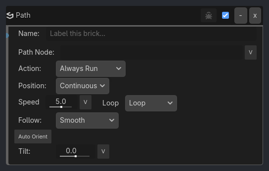 Path brick as it appears in the GDLink editor