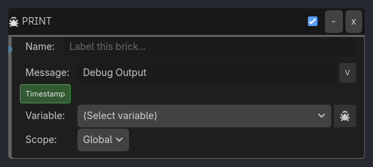 Print brick as it appears in the GDLink editor