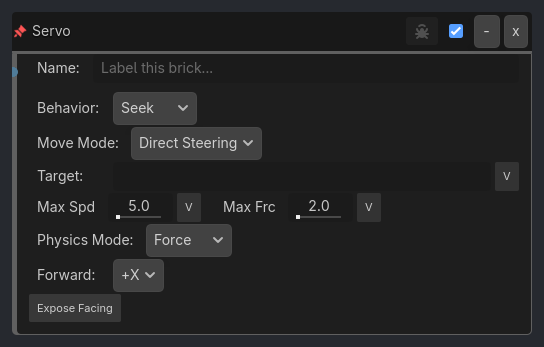 Servo brick as it appears in the GDLink editor
