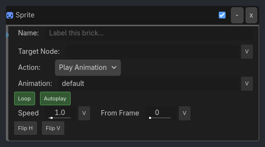 Sprite brick as it appears in the GDLink editor