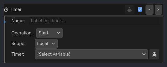 Timer brick as it appears in the GDLink editor