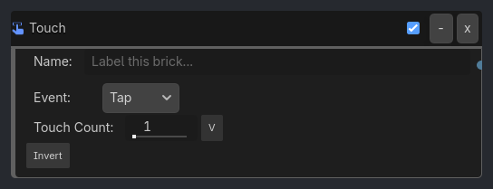 Touch brick as it appears in the GDLink editor