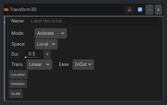 Transform3D brick as it appears in the GDLink editor