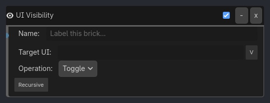 UI Visibility brick as it appears in the GDLink editor