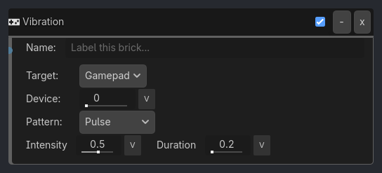 Vibration brick as it appears in the GDLink editor