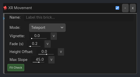 XR Movement brick as it appears in the GDLink editor