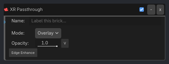 XR Passthrough brick as it appears in the GDLink editor